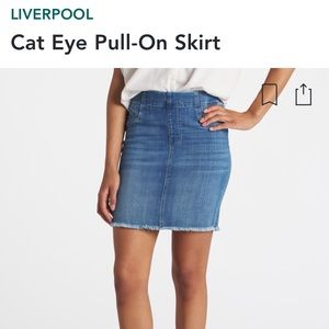 Liverpool Cat Eye Pull-On blue jean skirt